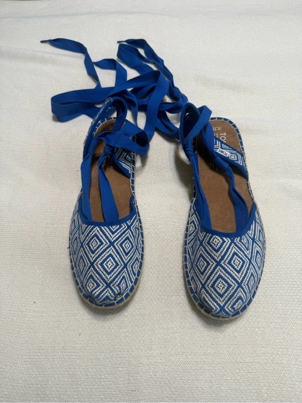 Tom’s Blue Espadrille Lace-Up Flats - Women's Summer Shoes size 10